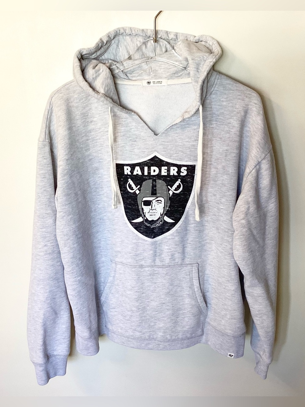 ‘47 Brand Las Vegas Raiders Split Neck Pullover Hoodie - Gray - XXL